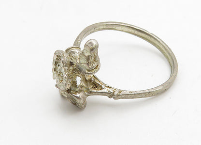 925 Sterling Silver  Vintage Diamond Cut Love Hearts Band Ring Sz 6  RG10421