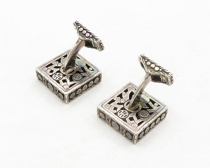 JOHN HARDY 925 Silver  Vintage Shiny Circle Pattern Square Cufflinks  TR1902