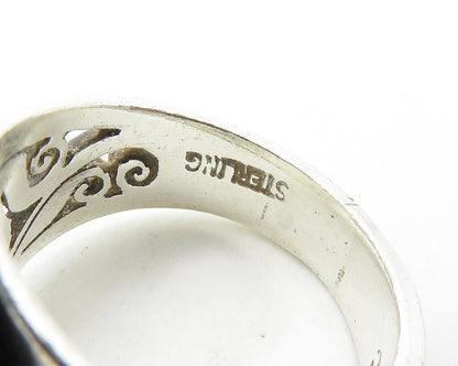 BEC 925 Sterling Silver  Vintage Amethyst Floral Swirl Band Ring Sz 5  RG17584