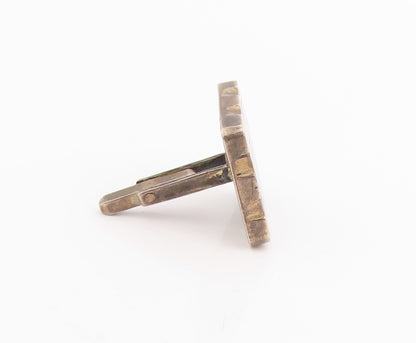 925 Sterling Silver Vintage Cuff Links MEXICO Mother Of Pearl Geometric  TR4049
