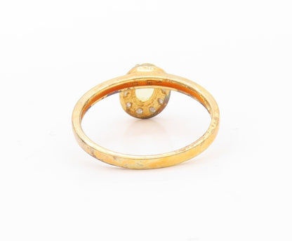 925 Sterling Silver Vintage Ring Gold Plated Diamonds & Gemstones  Sz 8  RG30312