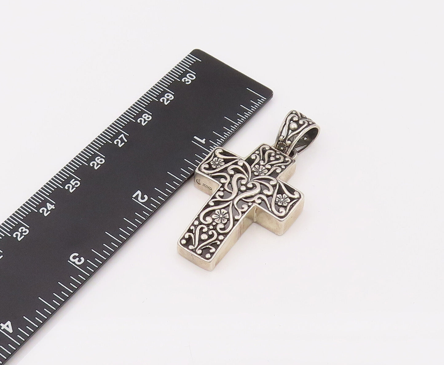 CAROLYN POLLACK 925 Silver  Vintage Filigree Work Cross Pendant  PT22215