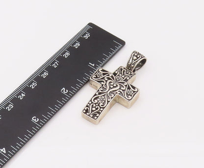CAROLYN POLLACK 925 Silver  Vintage Filigree Work Cross Pendant  PT22215
