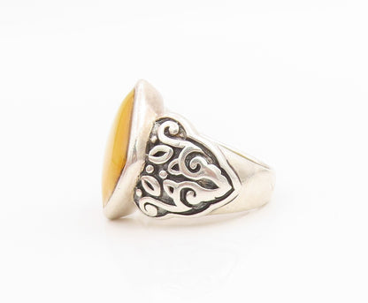 925 Sterling Silver Vintage Ring Carved Floral Scrollwork Band  Sz 6  RG33880