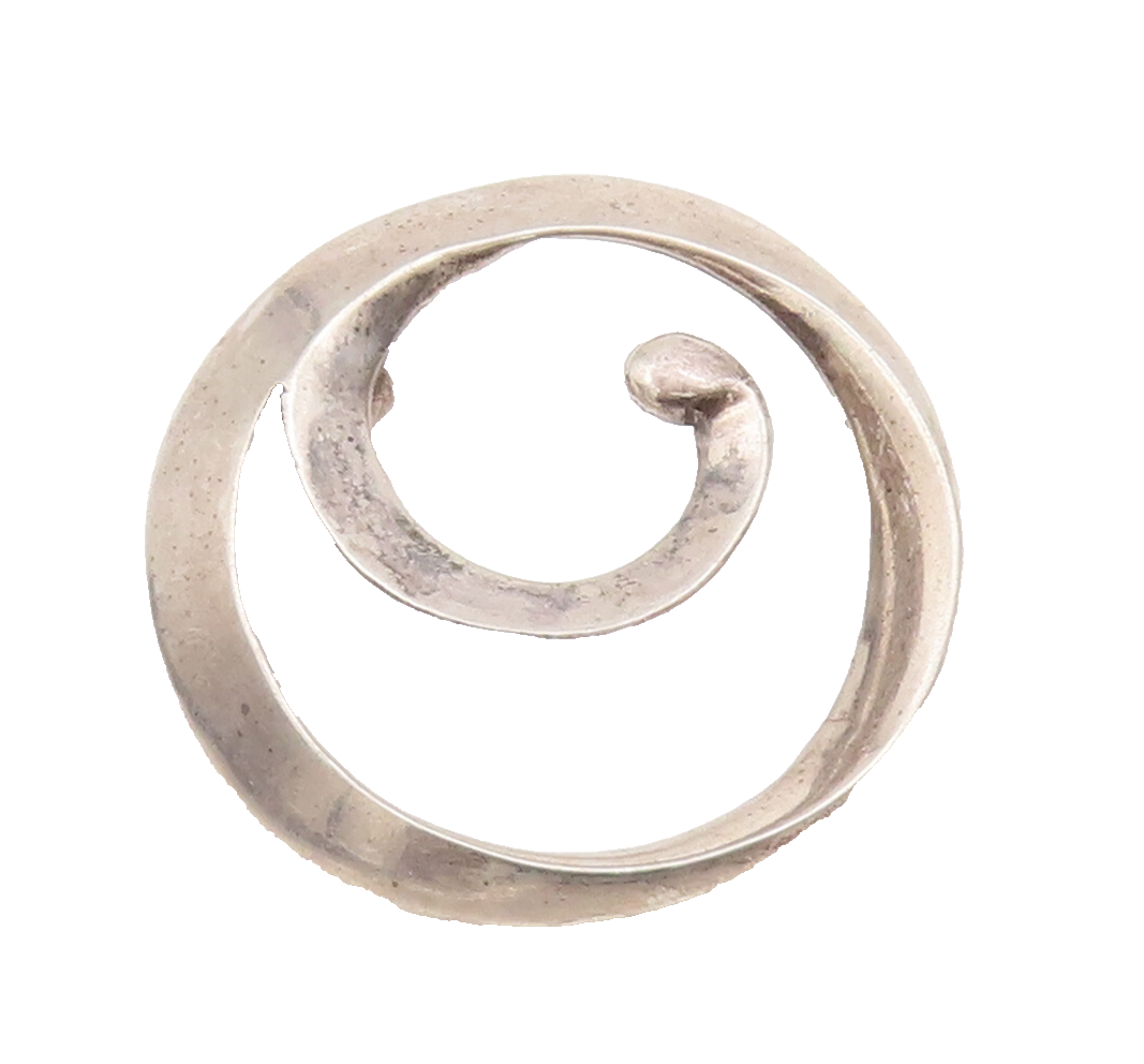 925 Sterling Silver Vintage Pendant Designer Solid Cutout Coiled Spiral  PT23027