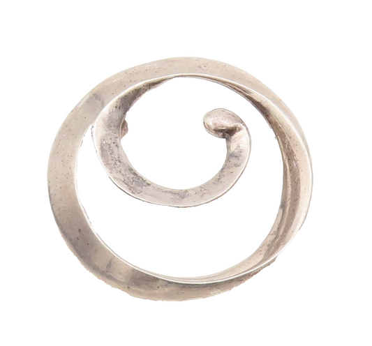 925 Sterling Silver Vintage Pendant Designer Solid Cutout Coiled Spiral  PT23027