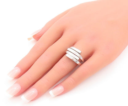 925 Sterling Silver Vintage Ring Solid Cutout Shank Bypass  Sz 7  RG28501