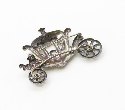 LANG 925 Sterling Silver  Vintage Old Fashioned Carriage Brooch Pin  BP6309