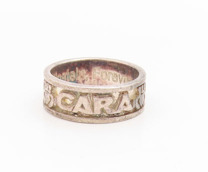 925 Sterling Silver Vintage Ring Embossed Text Statement Band  Sz 6  RG34508