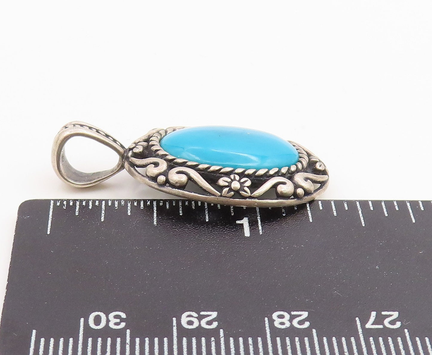 925 Sterling Silver Vintage Pendant CAROLYN POLLACK Turquoise Charm  PT26184