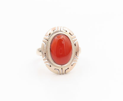 925 Sterling Silver Vintage Ring MEXICO Cabochon Carnelian Band  Sz 9  RG35478