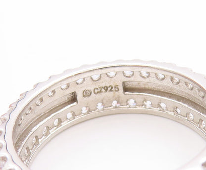 925 Sterling Silver Vintage Ring CZ Triple Row Eternity Band  Sz 10.5  RG33709
