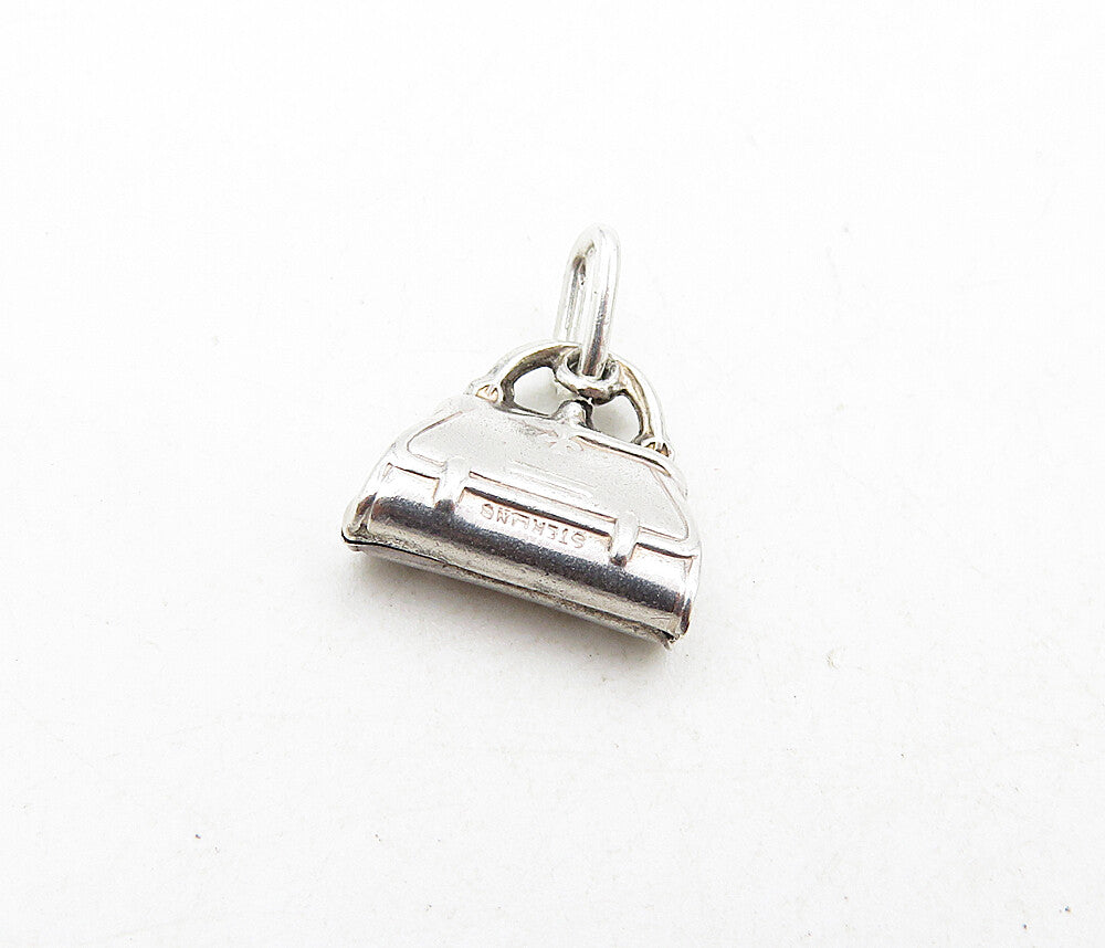 925 Sterling Silver  Vintage Petite Shiny Purse Handbag Motif Pendant  PT6895