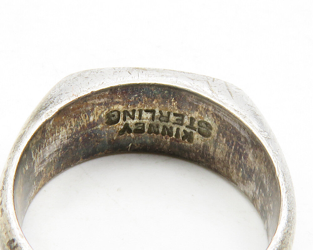 KINNEY 925 Sterling Silver  Vintage UOFN Square Dome Band Ring Sz 5  RG13143
