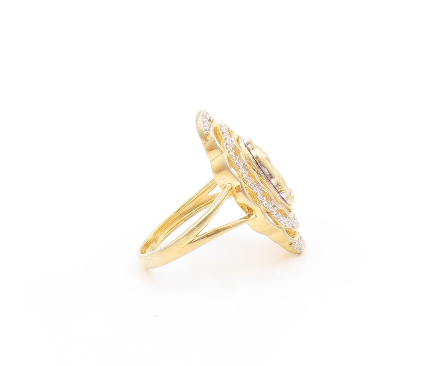925 Sterling Silver Vintage Ring Gold Plated Religious CZ Jesus  Sz 8  RG32772