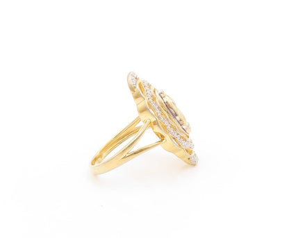 925 Sterling Silver Vintage Ring Gold Plated Religious CZ Jesus  Sz 8  RG32772
