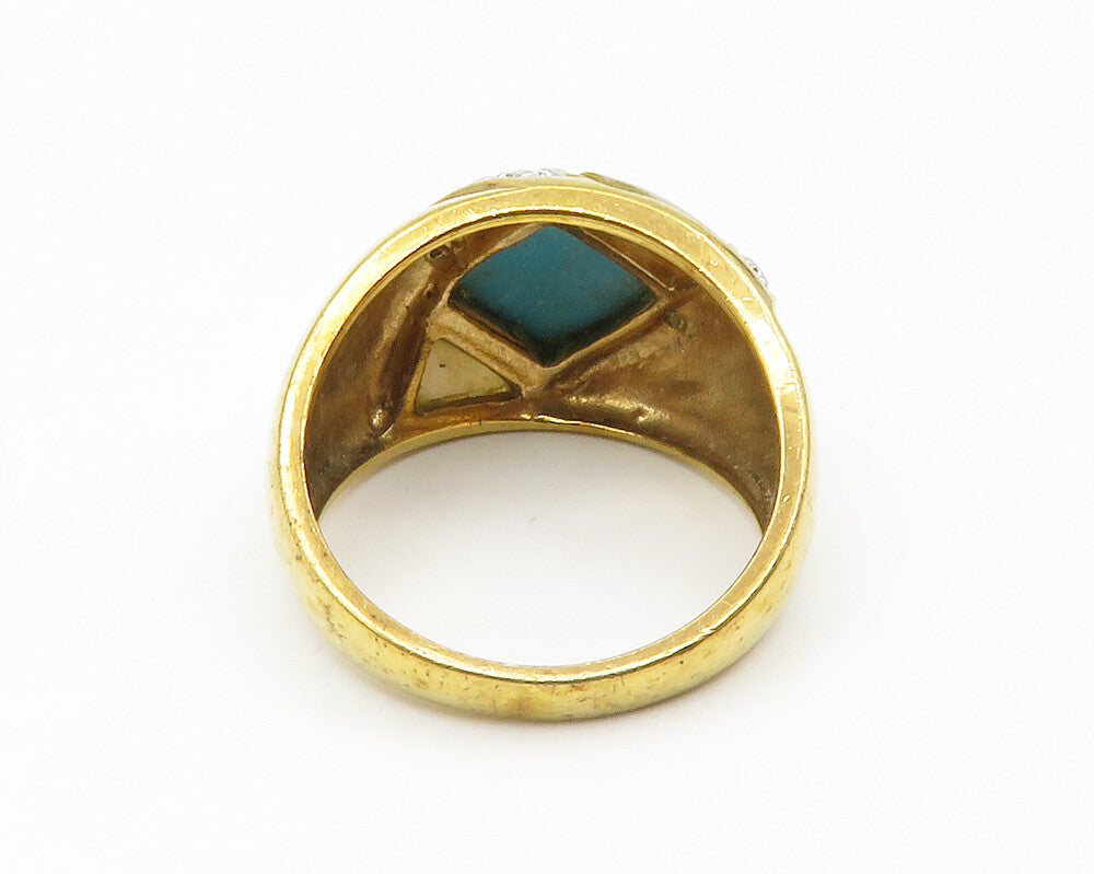 ROSS SIMON 925 Silver  Turquoise & Mother Of Pearl Band Ring Sz 7  RG14140