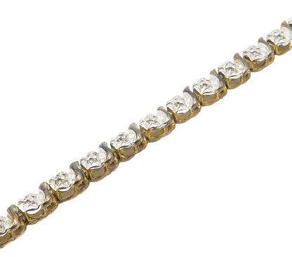 ROSS SIMON 925 Silver Vintage Genuine Diamonds Floral Chain Bracelet  BT6507