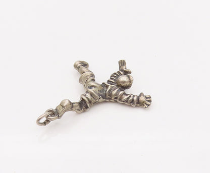 925 Sterling Silver  Vintage Soccer Guy On Handstand Charm Pendant  PT22153