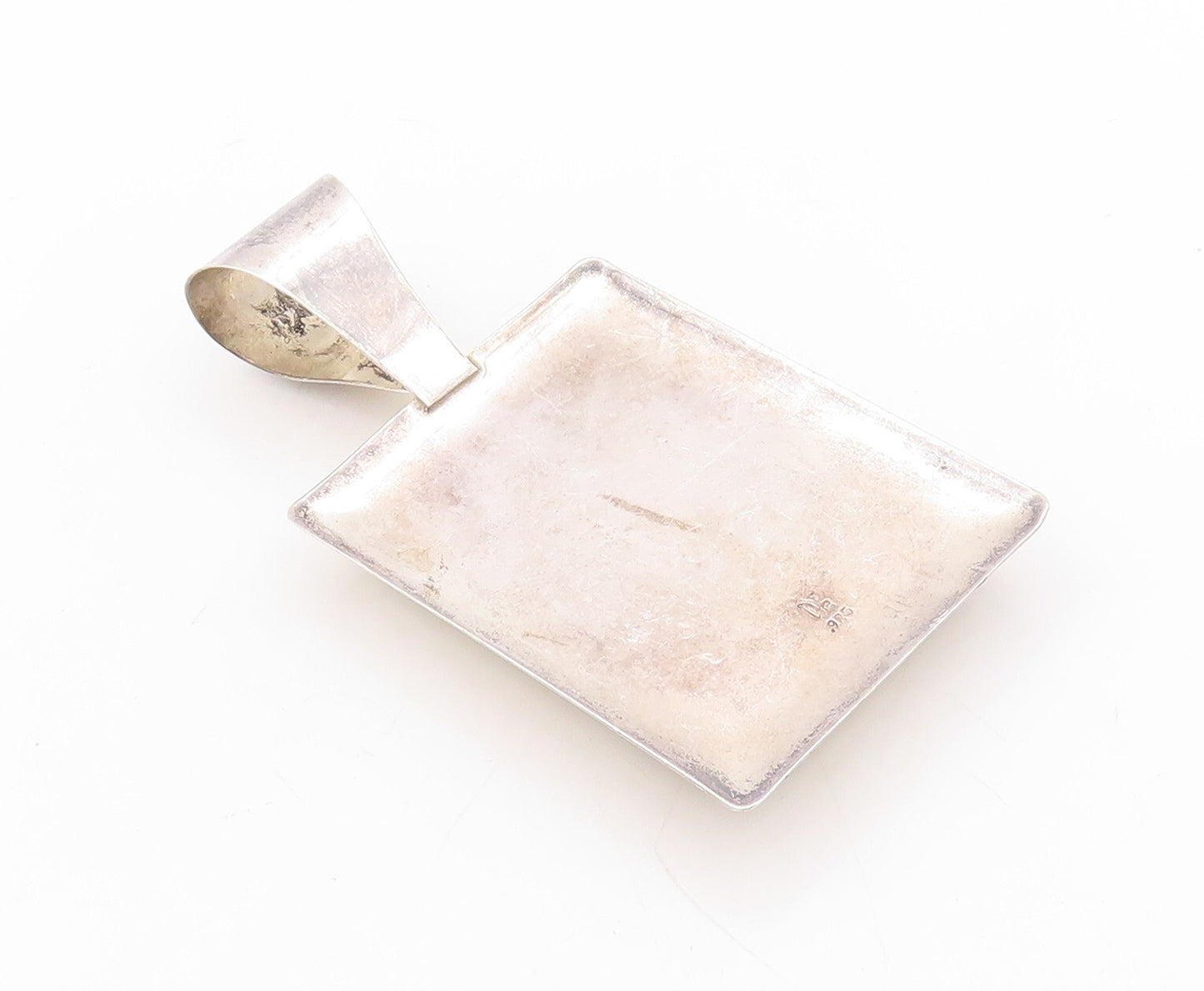 925 Sterling Silver Vintage Pendant DTR JAY KING Rectangular Marble  PT23641