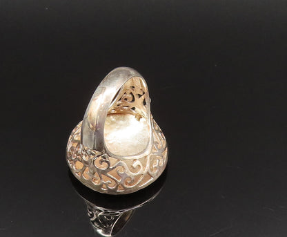 925 Sterling Silver  Vintage Round Hammered Open Scroll Ring Sz 7.5  RG25617