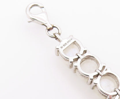 925 Sterling Silver  Vintage Cabochon Cut Quartz Chain Bracelet  BT8992