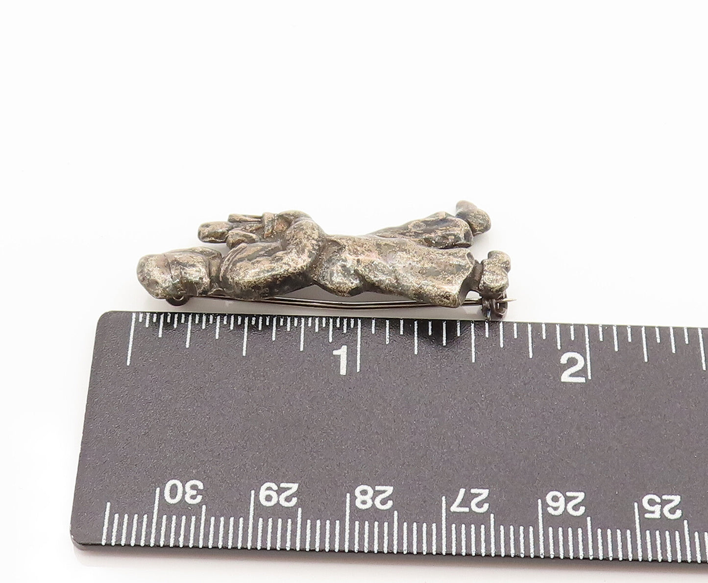 925 Sterling Silver  Vintage Antique Man Holding Flower Pot Brooch Pin BP10101