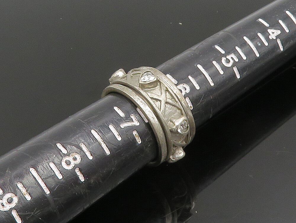 925 Sterling Silver Vintage Cubic Zirconia XO Spinner Band Ring Sz 6.5 RG25339