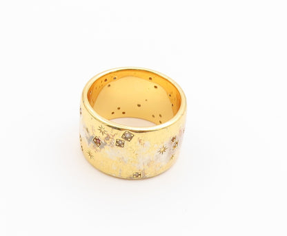 925 Sterling Silver Vintage Ring Gold Plated DAUPHINETTE CZ Band  Sz 7  RG36709