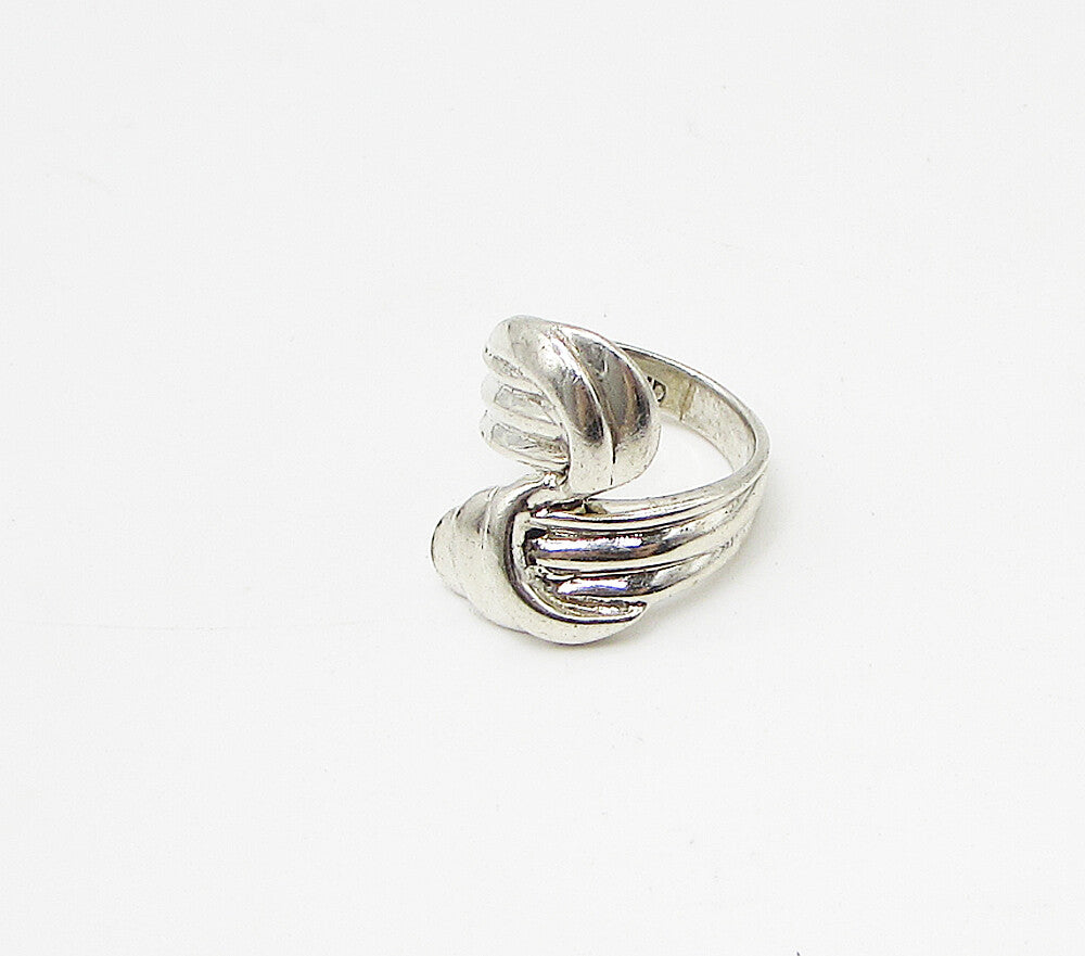925 Sterling Silver  Vintage Art Deco Bypass Band Ring Sz 7  RG3339