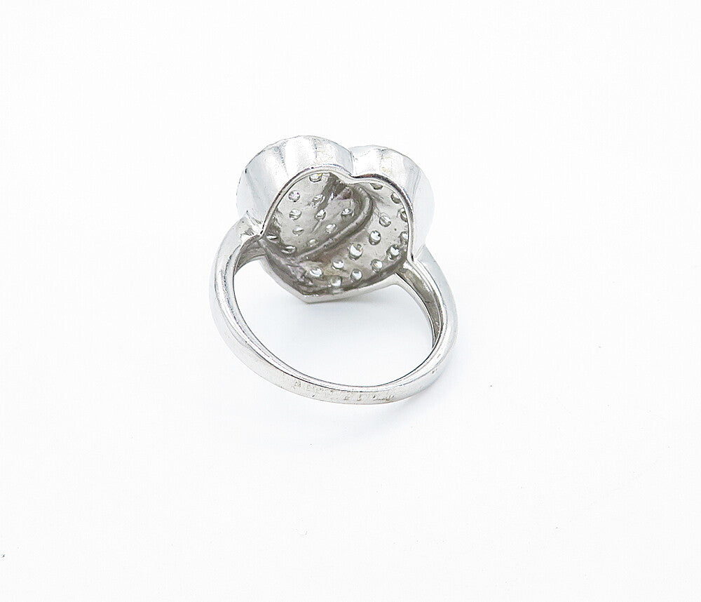 925 Sterling Silver  Cubic Zirconia Love Heart Cocktail Ring Sz 7.5  RG7283