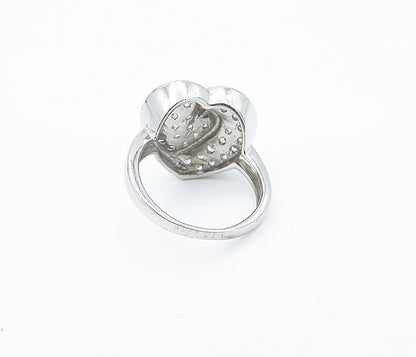 925 Sterling Silver  Cubic Zirconia Love Heart Cocktail Ring Sz 7.5  RG7283