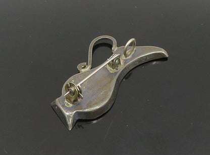 ISRAEL 925 Silver  Vintage Mother Of Pearl Mosaic Vase Brooch Pin  BP9181