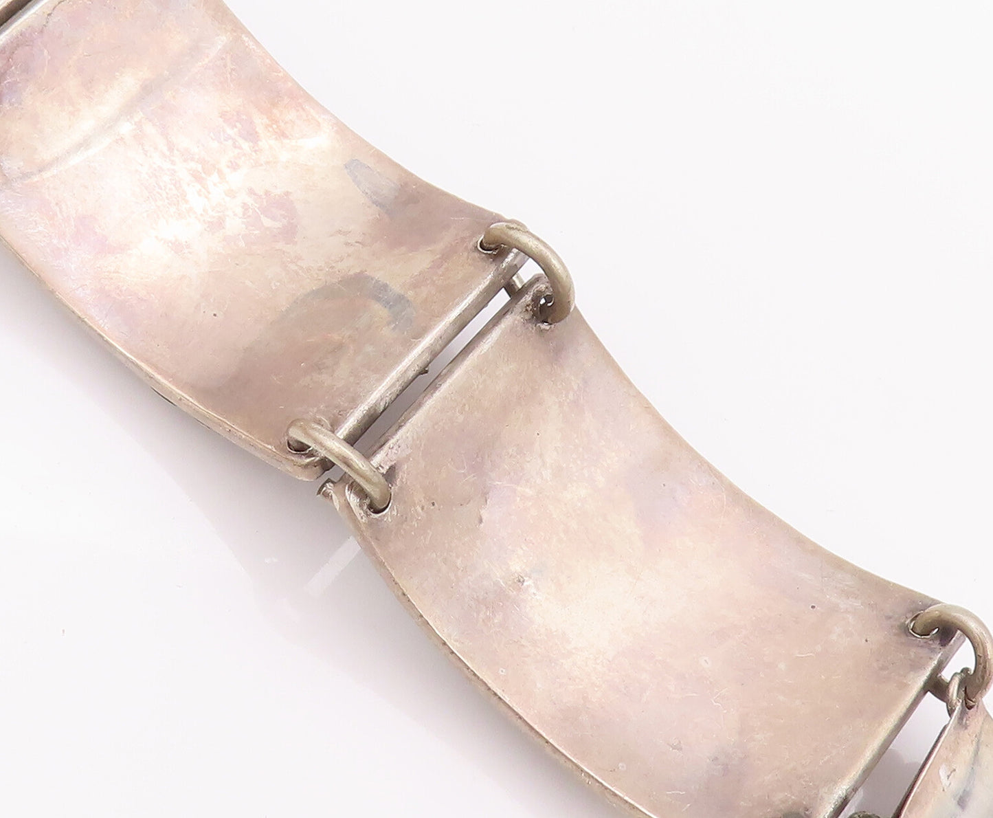 925 Sterling Silver Vintage Bracelet MEXICO Designer Sunflower & Abalone BT10434