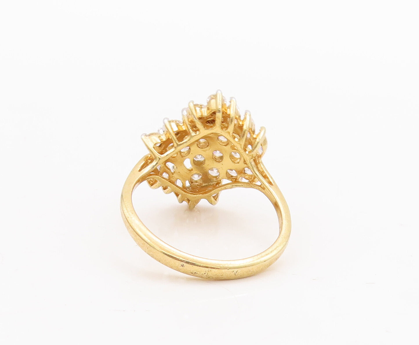 925 Sterling Silver Vintage Ring Gold Plated Marquise & Round CZ  Sz 10  RG28509