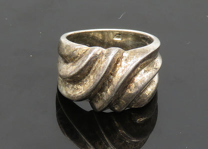 925 Sterling Silver  Vintage Dark Tone Fluted Dome Band Ring Sz 6  RG20397