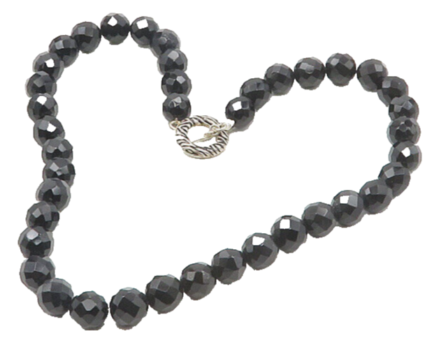 DAVID SIGAL 925 Silver  Vintage Faceted Black Hematite Chain Necklace  NE2929
