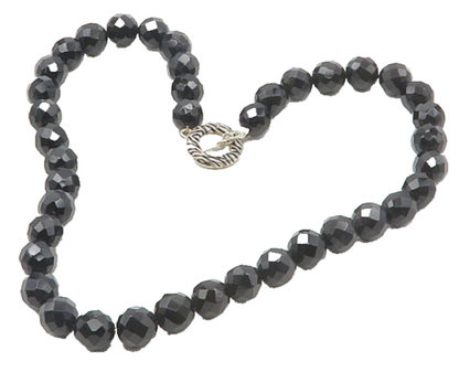 DAVID SIGAL 925 Silver  Vintage Faceted Black Hematite Chain Necklace  NE2929