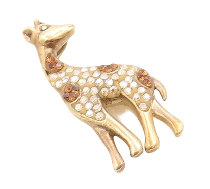 925 Sterling Silver Vintage Pendant Gold Plated Rhinestone Deer Charm  PT23802