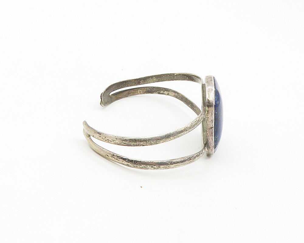 925 Sterling Silver  Vintage Dichroic Glass Split Shank Cuff Bracelet  BT7078