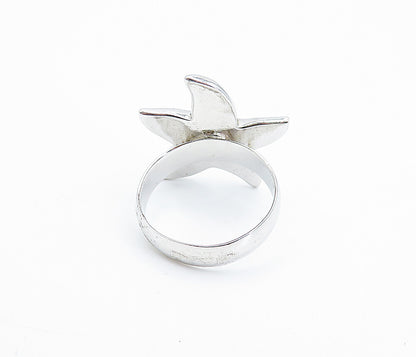 925 Sterling Silver Mother Of Pearl Starfish Motif Band Ring Sz 7.5 RG8151