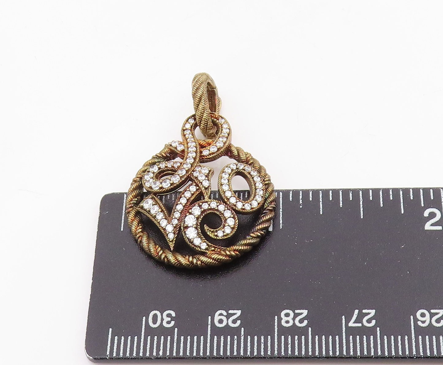 925 Sterling Silver Vintage Pendant JUDITH RIPKA CZ Twisted Rope Love  PT25452