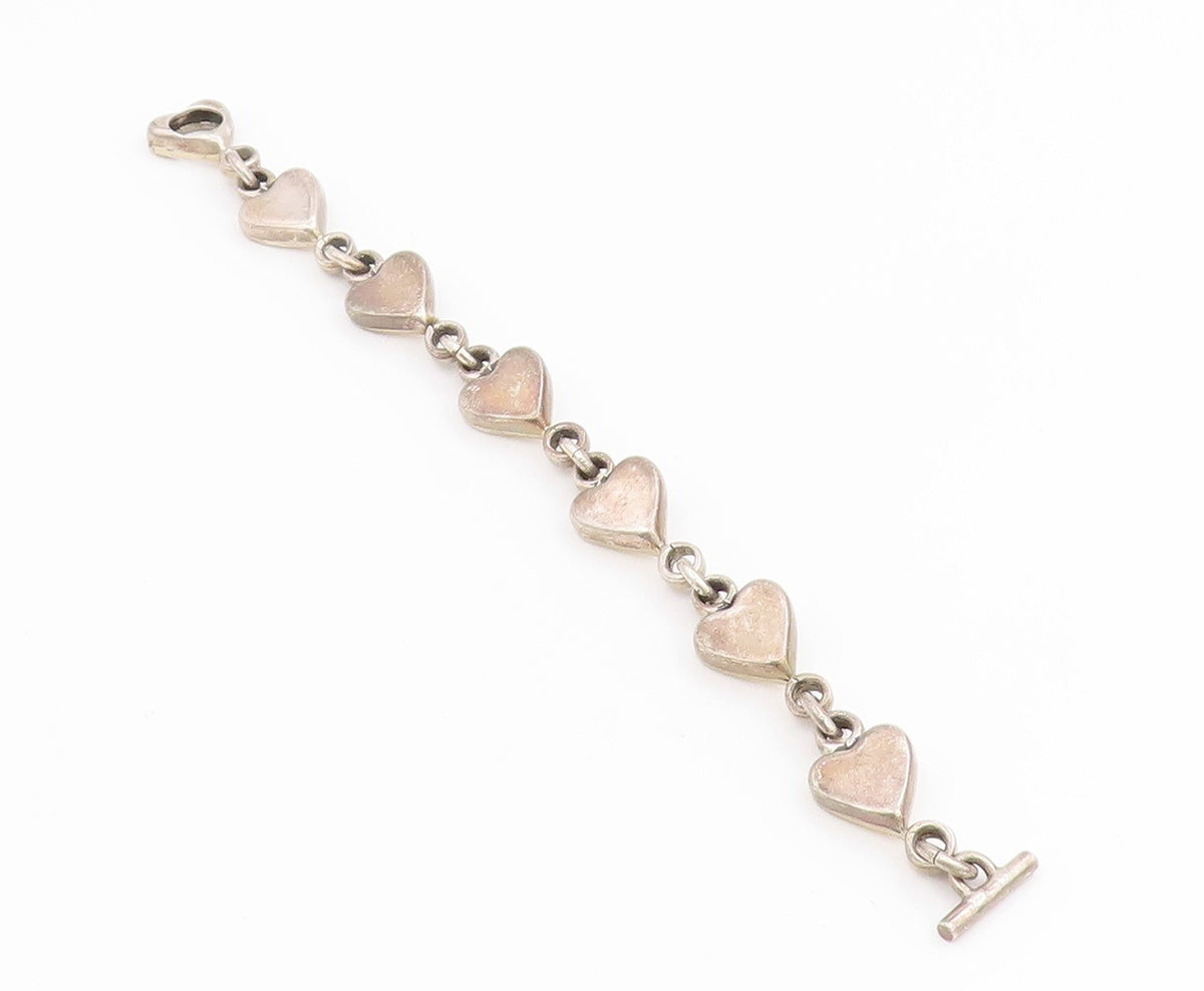 925 Sterling Silver Vintage Bracelet MEXICO Interlocking Love Hearts BT11615