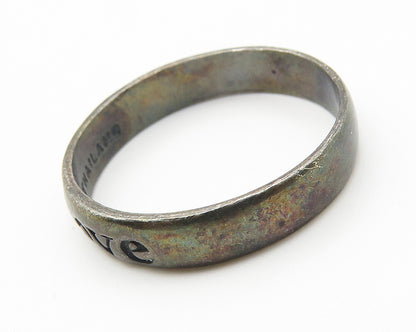 925 Sterling Silver  Vintage Oxidized Love Stamped Band Ring Sz 8  RG11404