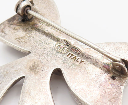 18K GOLD & 925 Silver  Vintage Two Tone Ribbon Bow Tie Brooch Pin  BP10150