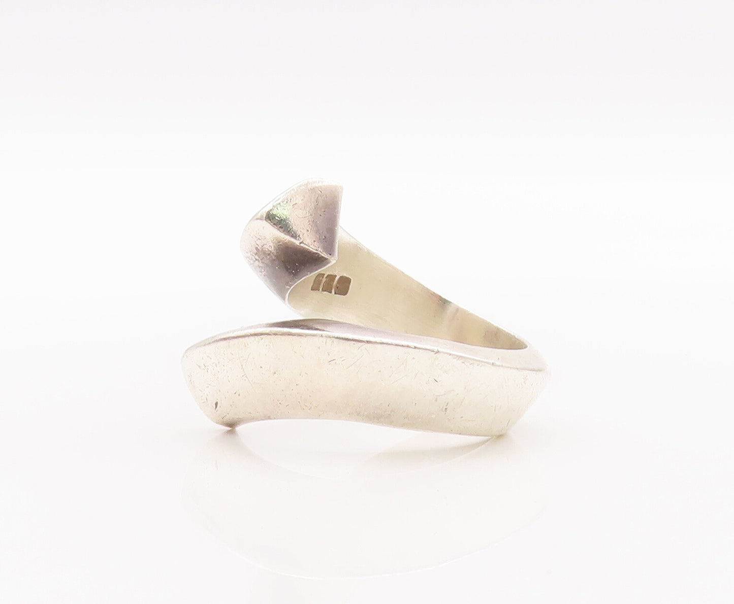 925 Sterling Silver Vintage Ring Designer Solid Cutout Bypass  Sz 9.5  RG28159