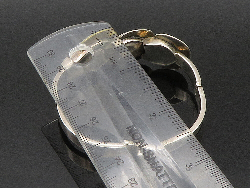 MEXICO 925 Silver  Vintage Two Tone Graduated Half Circle Link Bracelet BT9461