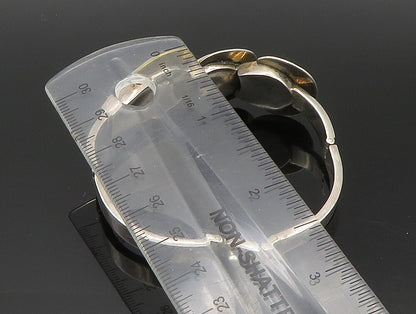MEXICO 925 Silver  Vintage Two Tone Graduated Half Circle Link Bracelet BT9461