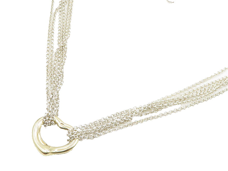 925 Silver & 14K GOLD Vintage Love Heart Multi Strand Chain Necklace NE3050