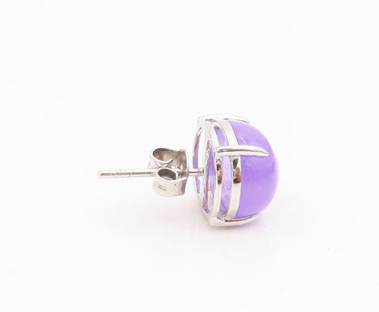 925 Sterling Silver Vintage Earrings Cabochon Amethyst Minimalist Stud  EG14128